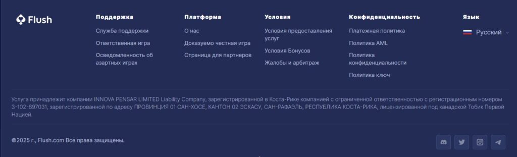 Flush Casino лицензии